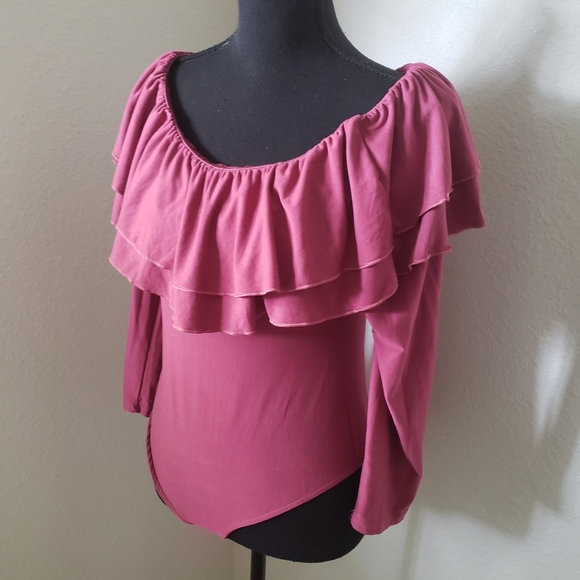 Cotton Candy Couture Tops - Sexy Blush Cotton Candy Couture Bodysuit w/Ruffles